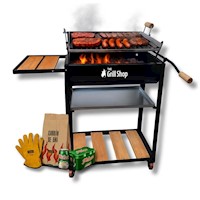 Parrilla Mediana Acero Inoxidable + Cerveza + Carbón + Guantes